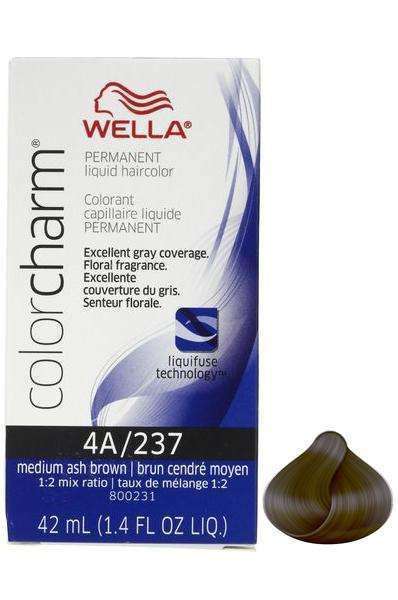 Wella Color Charm Permanent Liquid Hair Color - 4A/237 Medium Ash Brown - Beautiful Black Hair