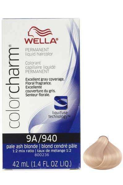 Wella Color Charm Permanent Liquid Hair Color - 9A/940 Pale Ash Blonde - Beautiful Black Hair