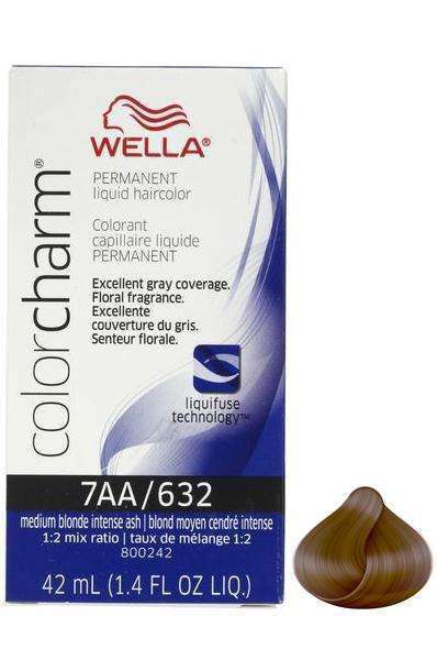 Wella Color Charm Permanent Liquid Hair Color - 7AA/632 Medium Blonde Intense Ash - Beautiful Black Hair