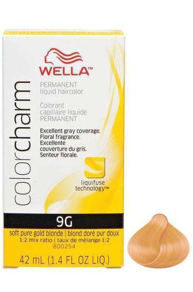 Wella Color Charm Permanent Liquid Hair Color - 9G Soft Pure Gold Blonde - Beautiful Black Hair