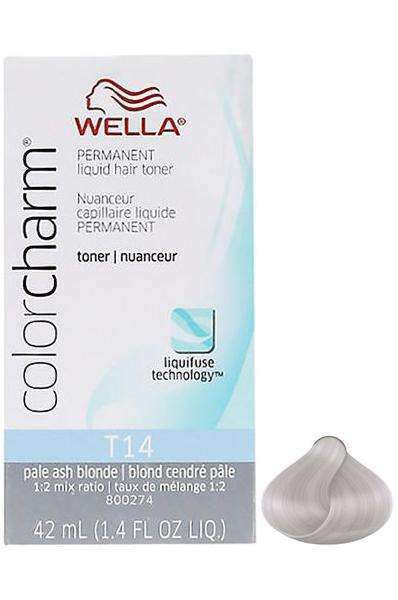 Wella Color Charm Permanent Liquid Hair Toner - T14 Pale Ash Blone - Beautiful Black Hair