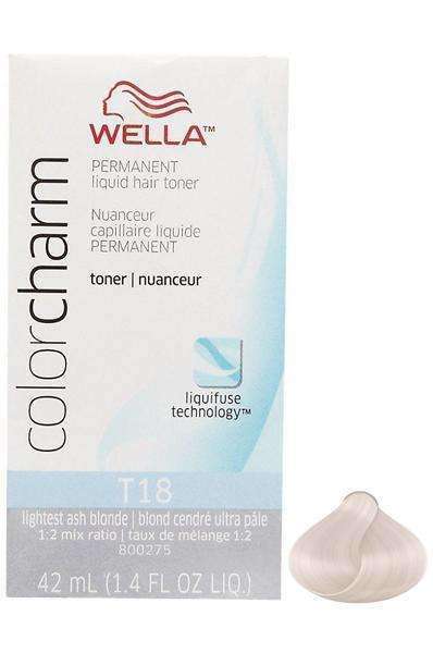 Wella Color Charm Permanent Liquid Hair Toner - T18 Lightest Ash Blonde - Beautiful Black Hair