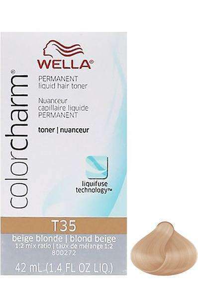 Wella Color Charm Permanent Liquid Hair Toner - T35 Beige Blonde - Beautiful Black Hair