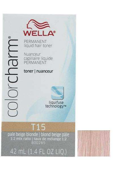 Wella Color Charm Permanent Liquid Hair Toner - T15 Pale Beige Blonde - Beautiful Black Hair