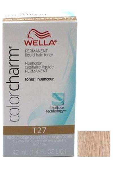 Wella Color Charm Permanent Liquid Hair Toner - T27 Medium Beige Blone - Beautiful Black Hair