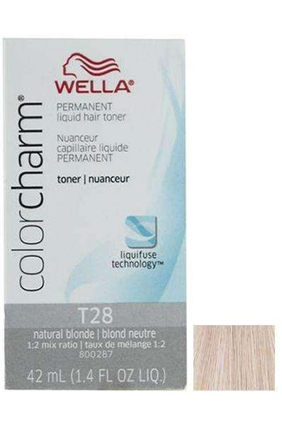Wella Color Charm Permanent Liquid Hair Toner - T28 Natural Blonde - Beautiful Black Hair