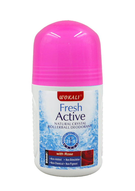 Wokali Fresh Active Crystal Rollerball Deodorant - Rose