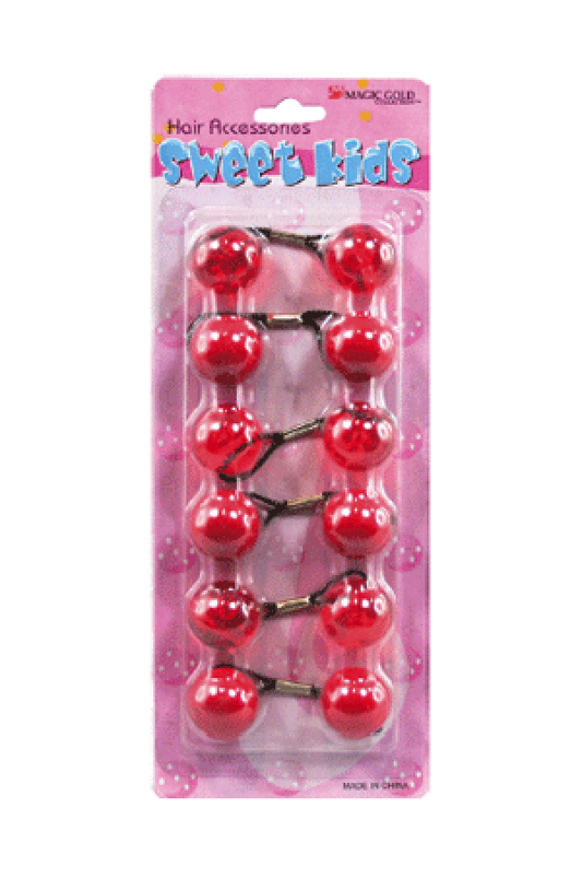 Sweet Kids Hair Baubles - Round #XL12 Red & Crystal Red - Beautiful Black Hair