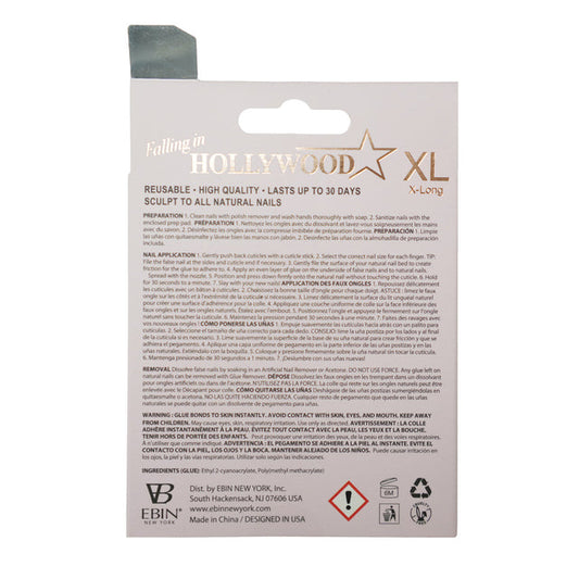 EBIN Press-On Nails Falling in Hollywood - CatWalk X-Long #NN3DH003