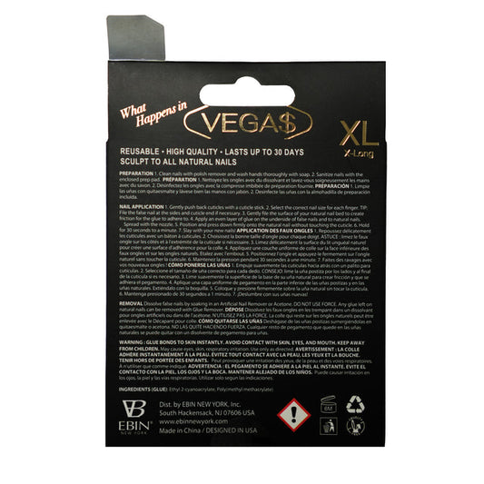 EBIN Press-On Nails What Happens in Vegas - 24K #N3DV006 X-Long