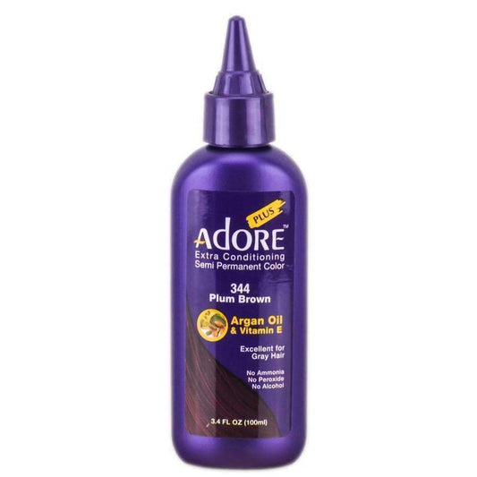 Adore Plus Hair Color For Gray Hair - 344 Plum Brown - Beautiful Black Hair