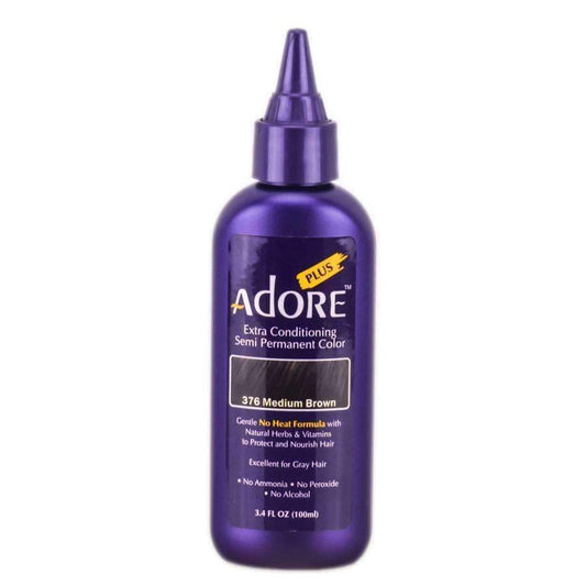 Adore Plus Hair Color For Gray Hair - 376 Medium Brown - Beautiful Black Hair