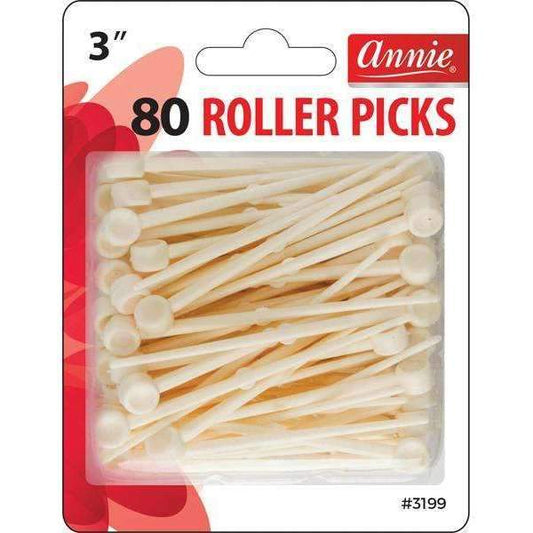 Annie Plastic Roller Picks 80pcs #3199 - Beautiful Black Hair