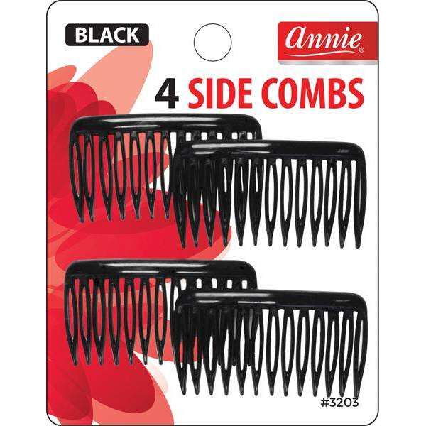 Annie Side Hair Comb Small Black 4pc #3203 - Dollar Deals