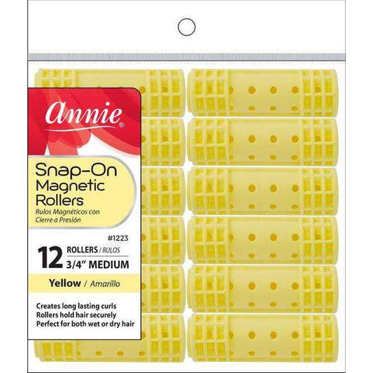Annie Snap On Magnetic Rollers 3/4" Medium Yellow #1223