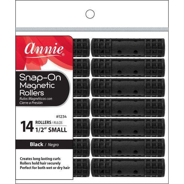 Annie Snap On Magnetic Rollers 1/2" Small Black #1234