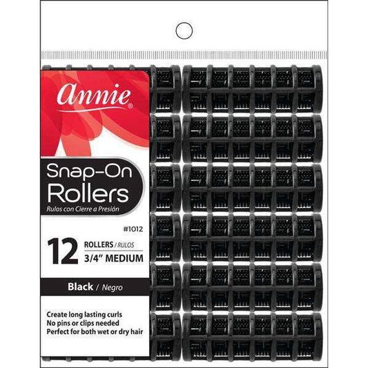 Annie Snap-On Rollers 3/4"Medium Black #1012