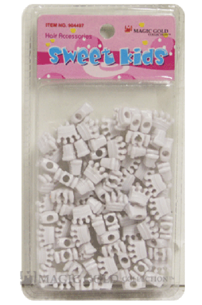 Sweet Kids Hair Beads - White Crowns #1658 - Beautiful Black Hair