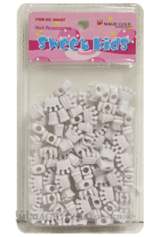 Sweet Kids Hair Beads - White Crowns #1658 - Beautiful Black Hair