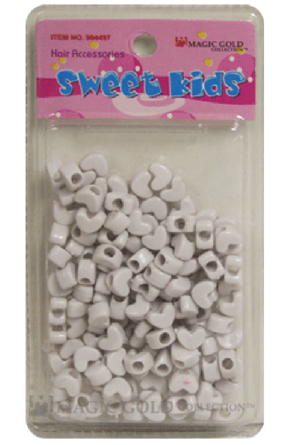 Sweet Kids Hair Beads - White Hearts #1650 - Beautiful Black Hair
