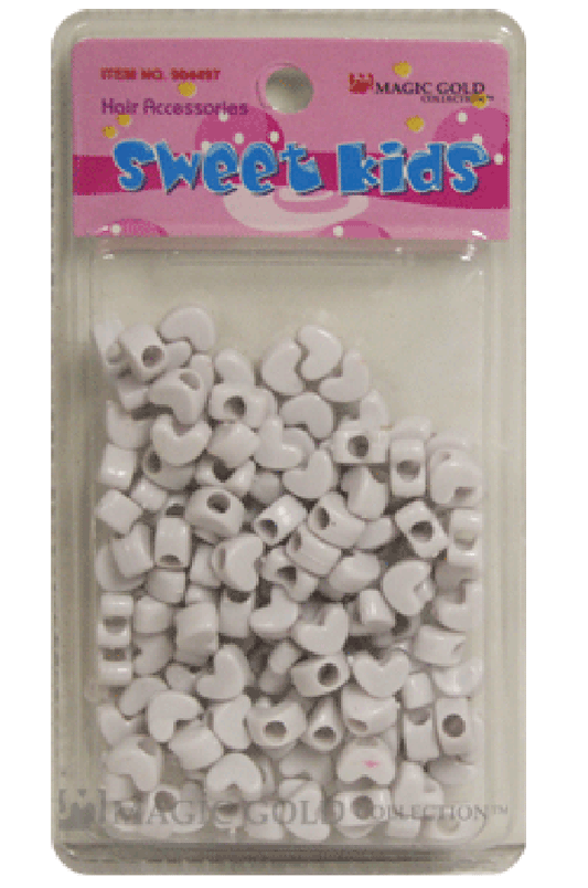 Sweet Kids Hair Beads - White Hearts #1650 - Beautiful Black Hair