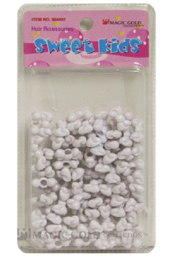 Sweet Kids Hair Beads - White Ribbons #1646 - Beautiful Black Hair