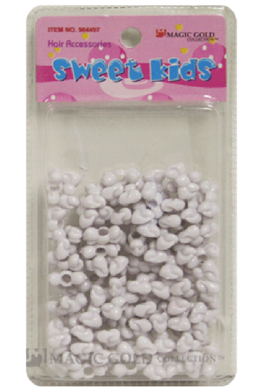 Sweet Kids Hair Beads - White Ribbons #1646 - Beautiful Black Hair
