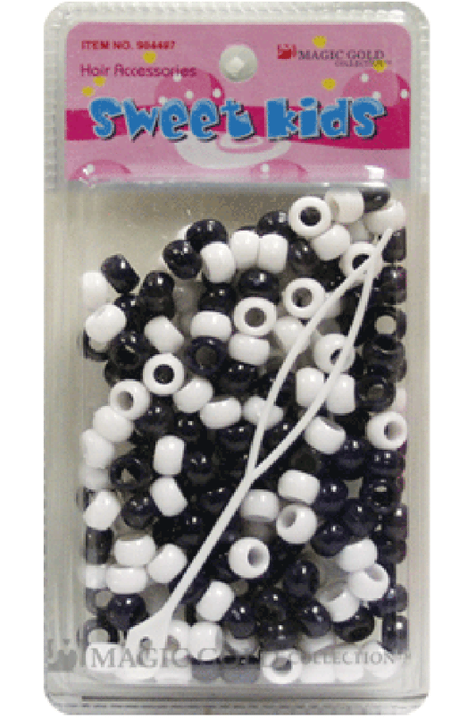 Sweet Kids Hair Beads - Black & White #1608 - Beautiful Black Hair