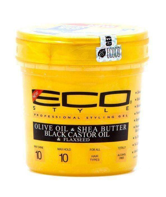 Eco Style Gold Olive Oil & Shea Butter Black Castor Oil & Flaxseed Styling Gel 16oz - Beautiful Black Hair