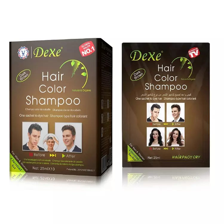 Dexe Hair Shampoo Packette Box - Dark Brown