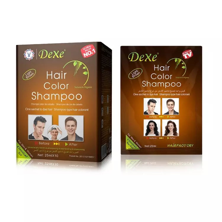 Dexe Hair Shampoo Packette Box - Light Brown