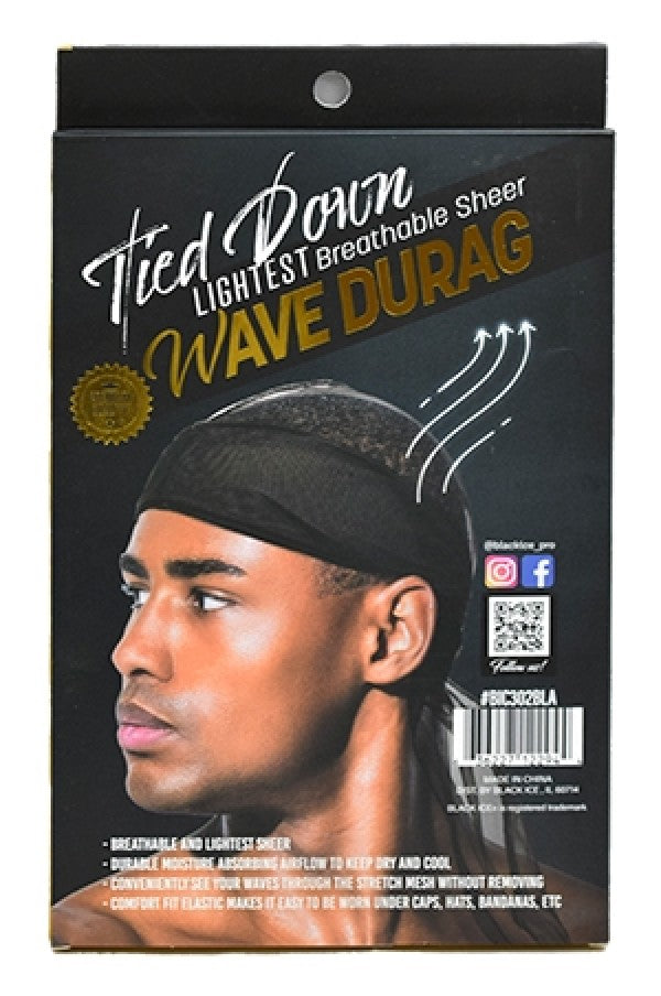 Black Ice Tied Down Light Sheer Wave Durag - Dollar Deals