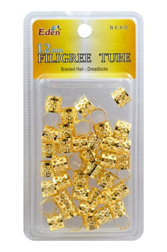 Eden Gold Filigree Tubes - 12mm #53720