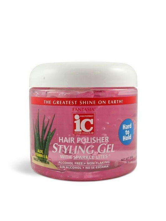 Fantasia Hair Polisher Styling Gel Hard to Hold w/ Sparkle Lites 16oz - Beautiful Black Hair