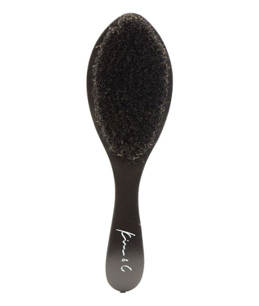 Premium Boar Curved Wave Brush - Soft - Beautiful Black Hair