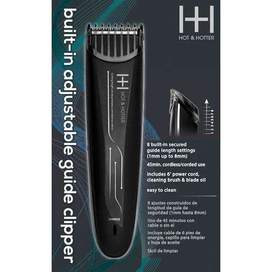 Hot & Hotter Built-In Adjustable Guide Rechargeable Clipper Black #5795