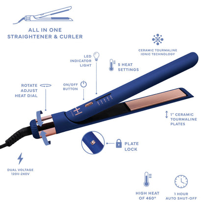 Hot & Hotter 1" Multi-Styler Straightener & Curler #5898