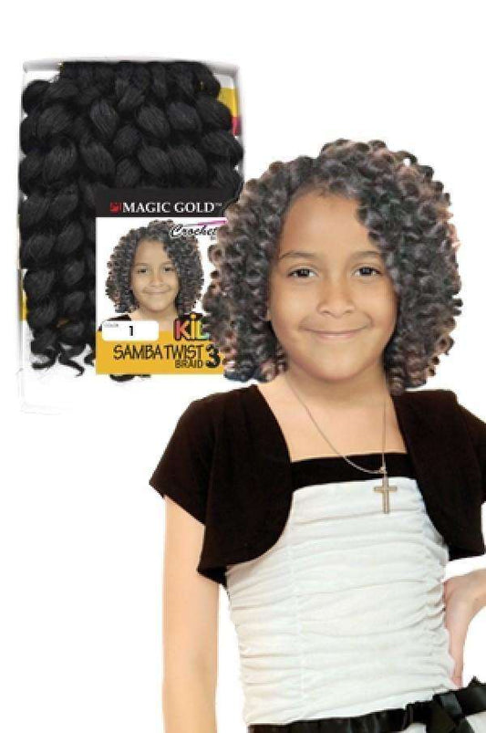Magic Gold Kids Crochet Braid Sambar Twist #3 8" - Beautiful Black Hair