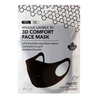 Reusable 3D Face Mask - Black - Beautiful Black Hair