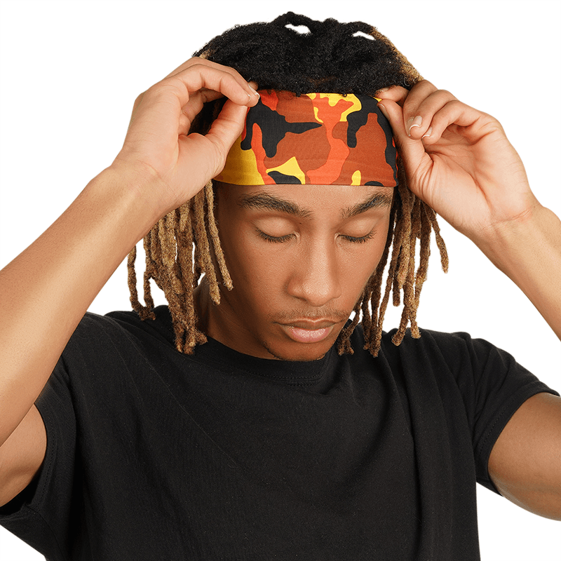 Mr. Durag Spandex Ultra Stretch Dreadlocks Band - Orange Camouflage #3624