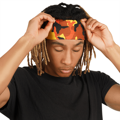 Mr. Durag Spandex Ultra Stretch Dreadlocks Band - Orange Camouflage #3624