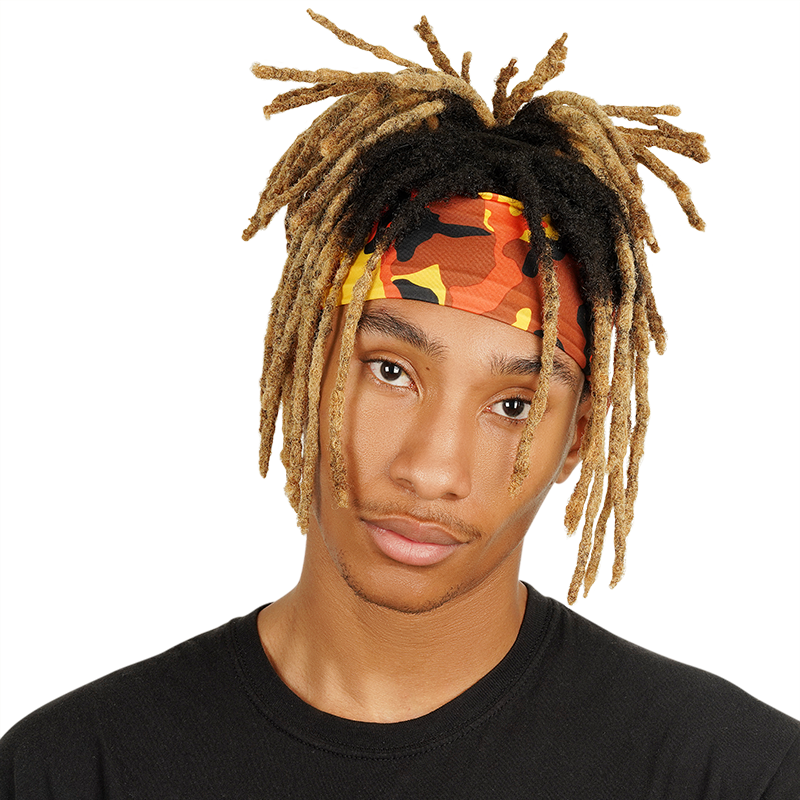 Mr. Durag Spandex Ultra Stretch Dreadlocks Band - Orange Camouflage #3624