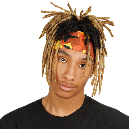 Mr. Durag Spandex Ultra Stretch Dreadlocks Band - Orange Camouflage #3624