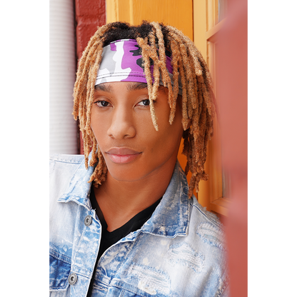 Mr. Durag Spandex Ultra Stretch Dreadlocks Band - Purple Camouflage #3625