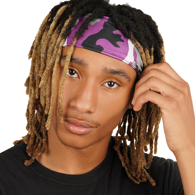 Mr. Durag Spandex Ultra Stretch Dreadlocks Band - Purple Camouflage #3625