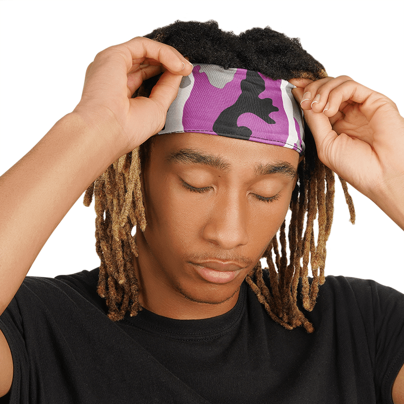 Mr. Durag Spandex Ultra Stretch Dreadlocks Band - Purple Camouflage #3625