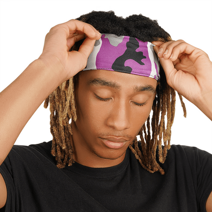 Mr. Durag Spandex Ultra Stretch Dreadlocks Band - Purple Camouflage #3625
