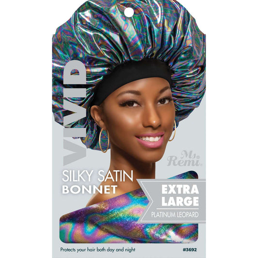 Ms. Remi Silky Satin Vivid Bonnet XL Platinum Leopard #3692