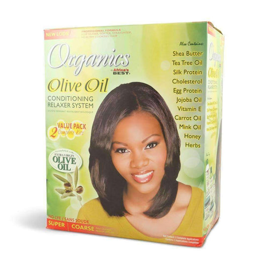 Africa's Best Organics Olive Oil Conditioning Relaxer System - 2 Kit Value Pack Super - Beautiful Black Hair