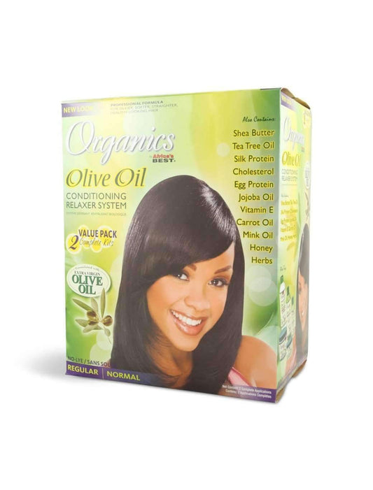 Africa's Best Organics Olive Oil Conditioning Relaxer System - 2 Kit Value Pack Regular - Beautiful Black Hair